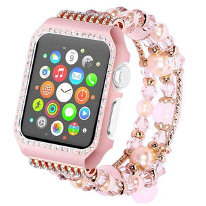 Apple Apple Watch Series 5 4 3 2 Band, Agate Wrist Belt Metal Case Luxury Accessories for Women 38mm, 40mm, 42mm, 44mm