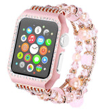 Apple Apple Watch Series 5 4 3 2 Band, Agate Wrist Belt Metal Case Luxury Accessories for Women 38mm, 40mm, 42mm, 44mm