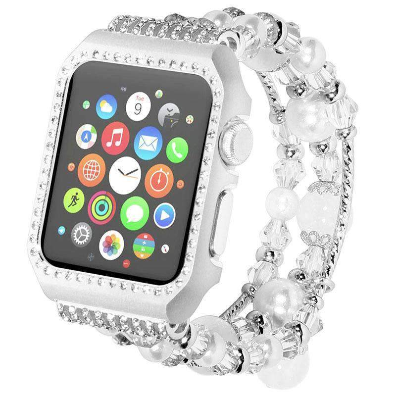 Apple Apple Watch Series 5 4 3 2 Band, Agate Wrist Belt Metal Case Luxury Accessories for Women 38mm, 40mm, 42mm, 44mm