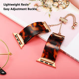 Apple Apple Watch Series 5 4 3 2 Band, Brown Resin cuff, Rose gold Stainless Steel Women Jewelry Band Wrist Strap Bracelet 38mm, 40mm, 42mm, 44mm
