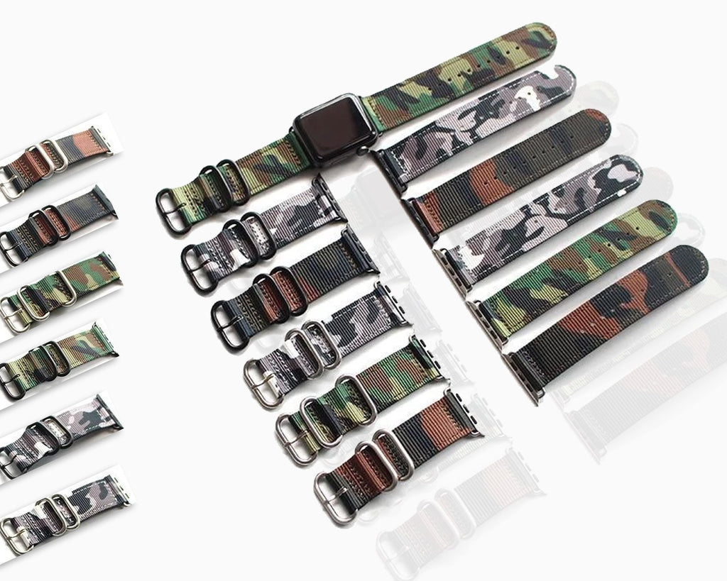Apple Apple Watch Series 5 4 3 2 Band, Camouflage Sport Style Military Tactical Watchband, Men's Nylon Strap 38mm, 40mm, 42mm, 44mm