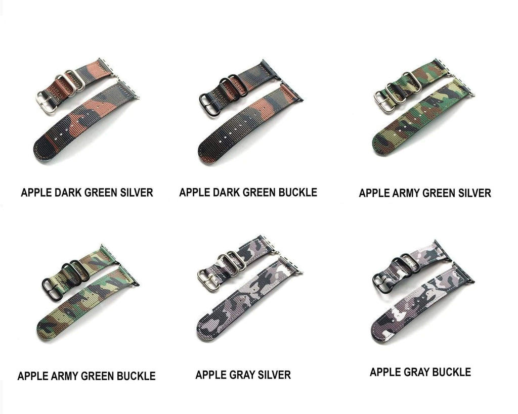 Apple Apple Watch Series 5 4 3 2 Band, Camouflage Sport Style Military Tactical Watchband, Men's Nylon Strap 38mm, 40mm, 42mm, 44mm