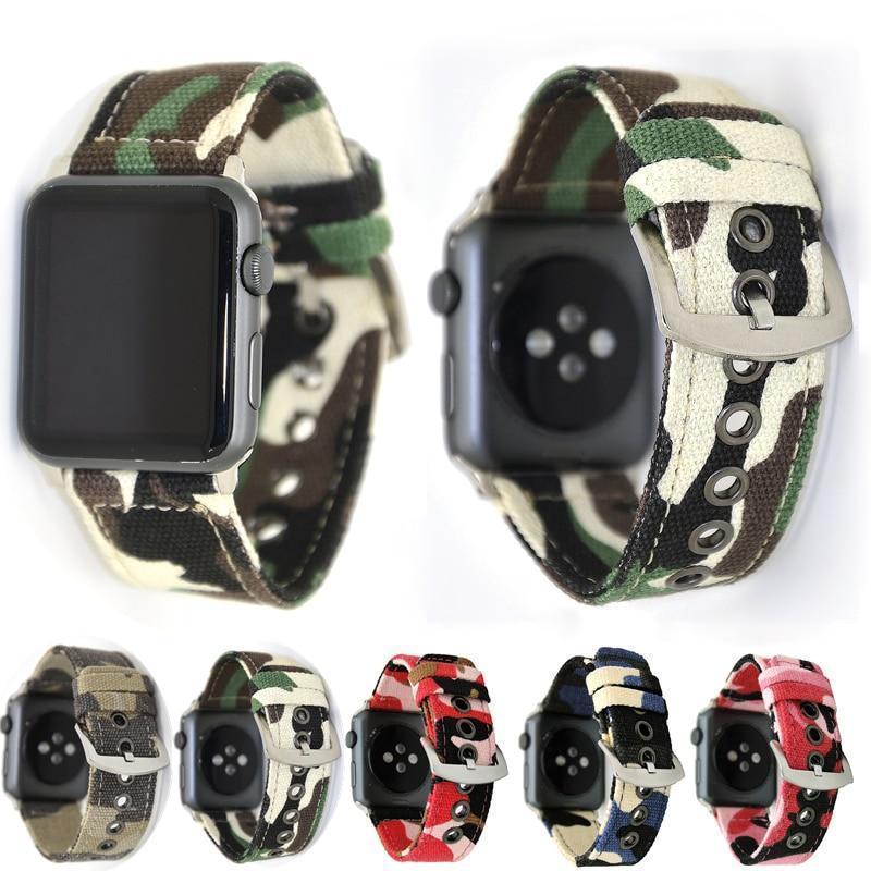 Apple Apple Watch Series 5 4 3 2 Band, Camouflage Wrist Belt Canvas Band Strap for Men 38mm, 40mm, 42mm, 44mm