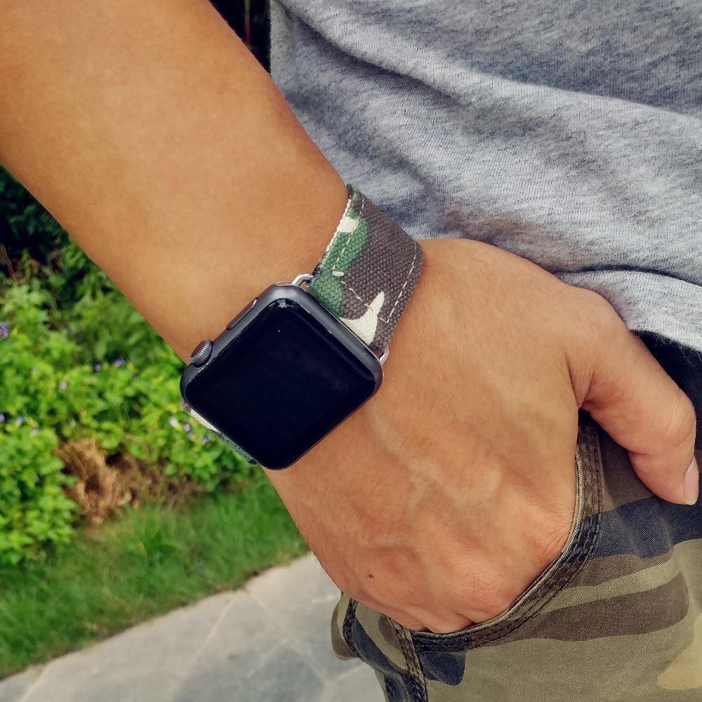 Apple Apple Watch Series 5 4 3 2 Band, Camouflage Wrist Belt Canvas Band Strap for Men 38mm, 40mm, 42mm, 44mm