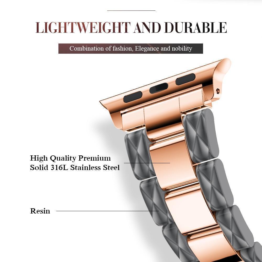 Apple Apple Watch Series 5 4 3 2 Band, Cellulose Acetate Made Strap for iWatch 38mm, with Metal Links Bracelet Smart Wristband