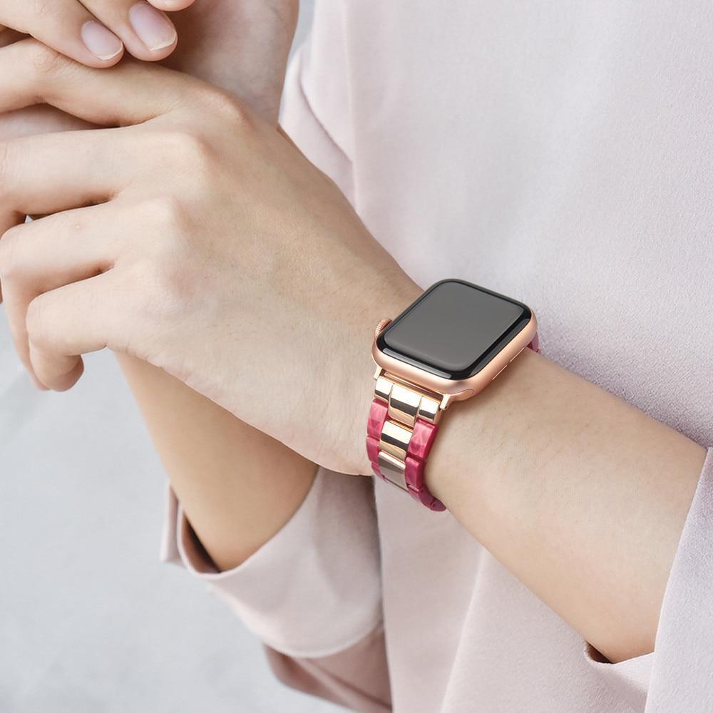 Apple Apple Watch Series 5 4 3 2 Band, Cellulose Acetate Made Strap for iWatch 38mm, with Metal Links Bracelet Smart Wristband