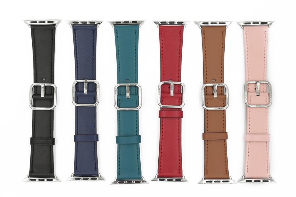 Apple Apple Watch Series 5 4 3 2 Band, Classic Buckle Band for iWatch Calf Leather With Square Buckle Modern Design 38mm, 40mm, 42mm, 44mm