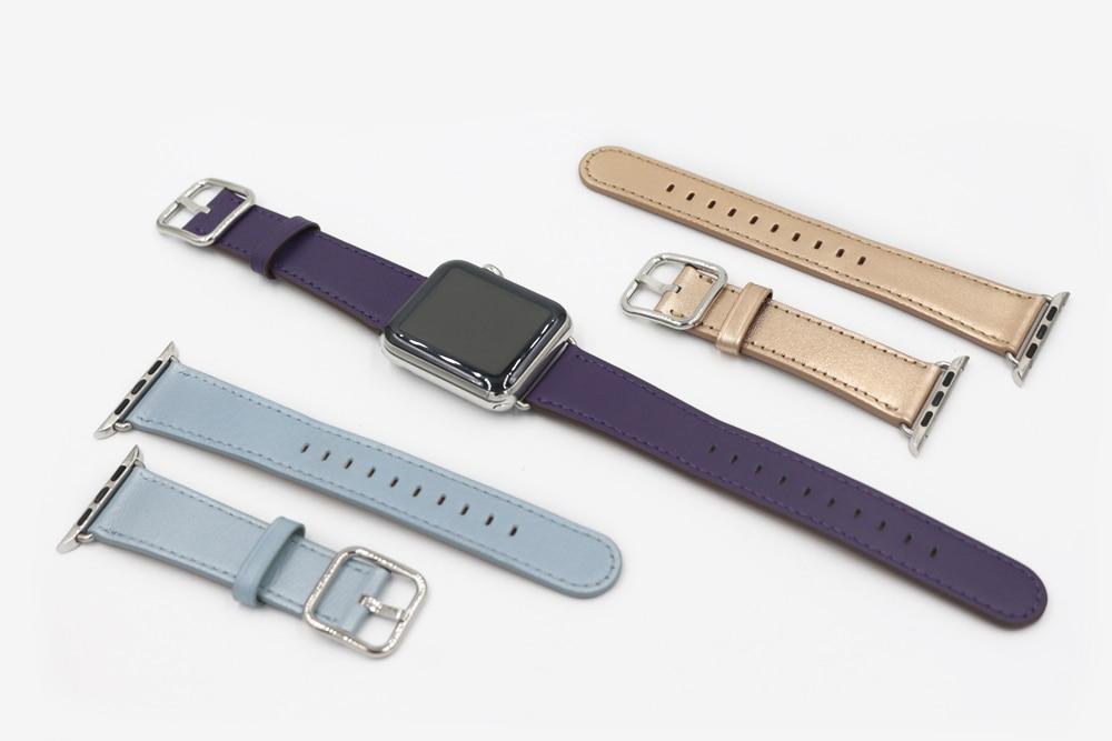Apple Apple Watch Series 5 4 3 2 Band, Classic Buckle Band for iWatch Calf Leather With Square Buckle Modern Design 38mm, 40mm, 42mm, 44mm