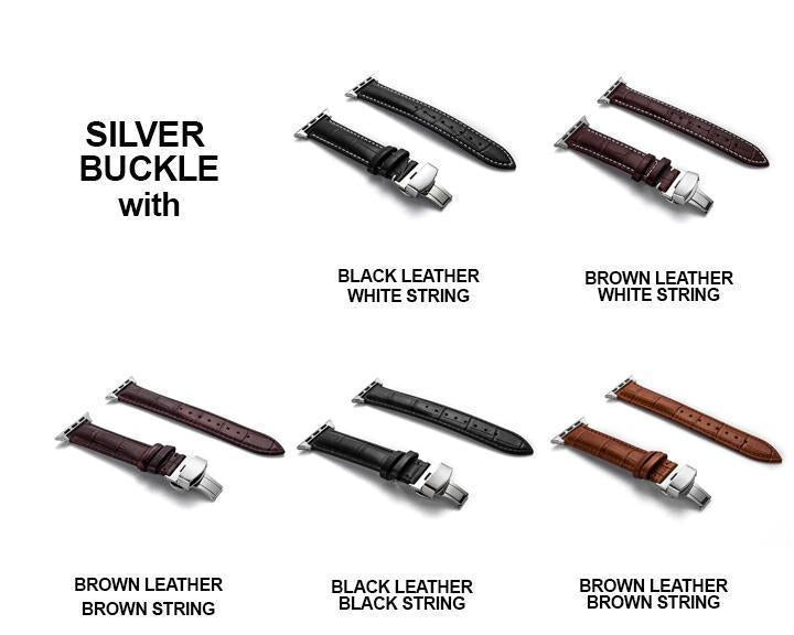 Apple Apple Watch Series 5 4 3 2 Band, Crocodile Grain cow Leather Butterfly Buckle Bands iWatch 38mm, 40mm, 42mm, 44mm -  US Fast Shipping
