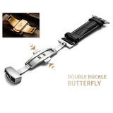 Apple Apple Watch Series 5 4 3 2 Band, Crocodile Grain cow Leather Butterfly Buckle Bands iWatch 38mm, 40mm, 42mm, 44mm -  US Fast Shipping