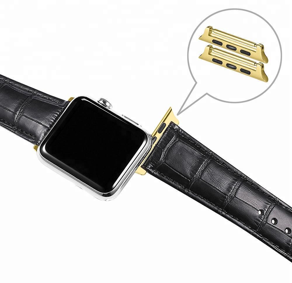 Apple Apple Watch Series 5 4 3 2 Band, Crocodile Grain cow Leather Butterfly Buckle Bands iWatch 38mm, 40mm, 42mm, 44mm -  US Fast Shipping