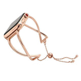 Apple Watch Band Cuff Minimal Strap Stainless Steel With Tassel adjustable Buckle for Women