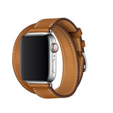 Apple Apple Watch Series 5 4 3 2 Band, Double Tour Watchbands Genuine Leather Strap Herm Bracelet 38mm, 40mm, 42mm, 44mm