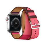 Apple Apple Watch Series 5 4 3 2 Band, Double Tour Watchbands Genuine Leather Strap Herm Bracelet 38mm, 40mm, 42mm, 44mm