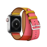 Apple Apple Watch Series 5 4 3 2 Band, Double Tour Watchbands Genuine Leather Strap Herm Bracelet 38mm, 40mm, 42mm, 44mm