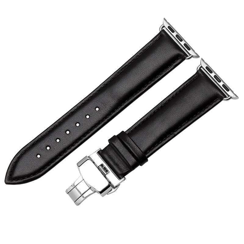 Apple Apple Watch Series 5 4 3 2 Band, High Quality Genuine Leather Watchbands Black Brown Soft Sow Leather Strap 38mm, 40mm, 42mm, 44mm