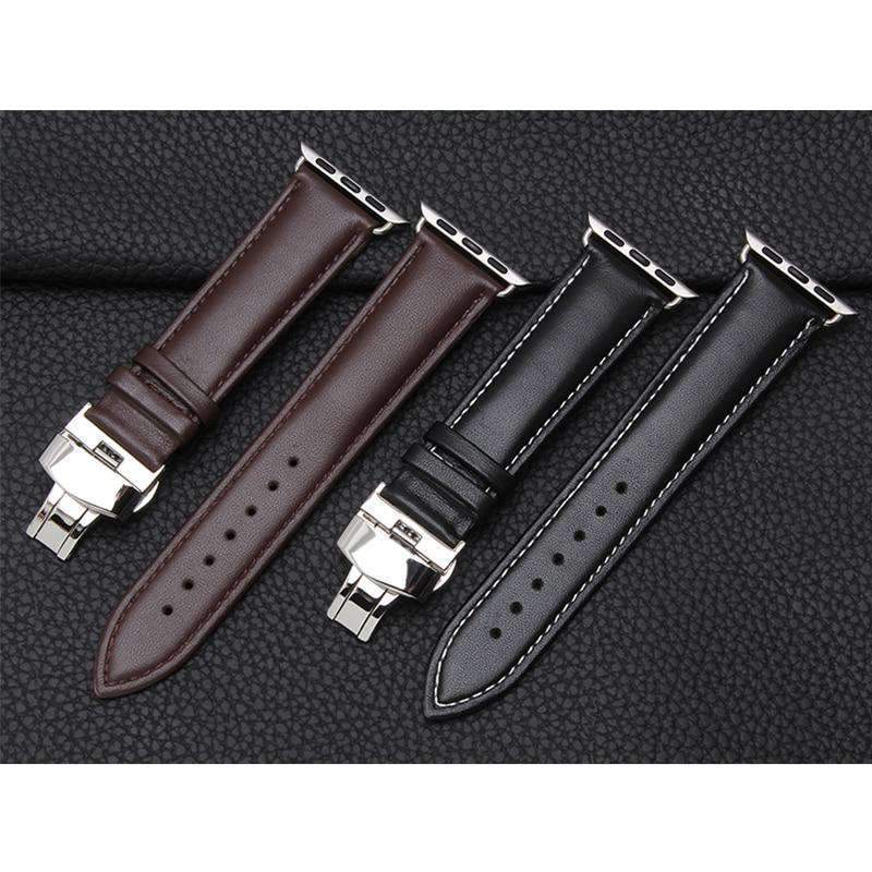 Apple Apple Watch Series 5 4 3 2 Band, High Quality Genuine Leather Watchbands Black Brown Soft Sow Leather Strap 38mm, 40mm, 42mm, 44mm