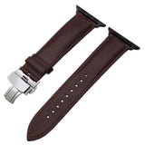Apple Apple Watch Series 5 4 3 2 Band, Italian Genuine Leather Watchband Crazy Horse, Steel Butterfly Buckle Wrist Bracelet 38mm, 40mm, 42mm, 44mm