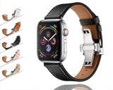 Apple Apple Watch Series 5 4 3 2 Band, Leather Strap Butterfly Clasp watchband Bracelet and Pin Buckle 38mm, 40mm, 42mm, 44mm US Fast Shipping