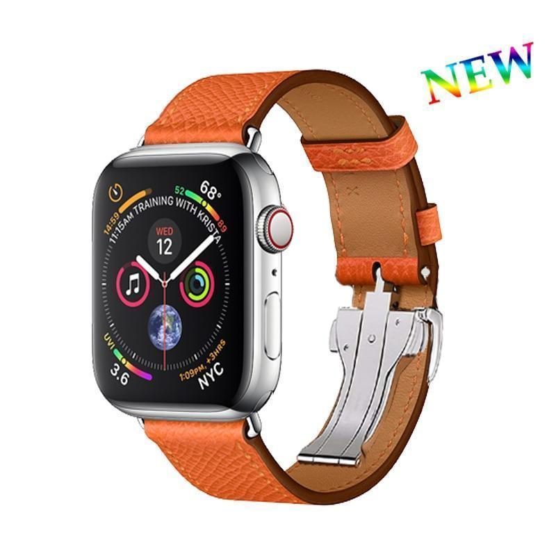 Apple Apple Watch Series 5 4 3 2 Band, Leather strap Deployment Buckle watch Strap watchband Hermes 38mm, 40mm, 42mm, 44mm - US Fast Shipping