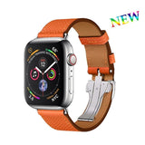 Apple Apple Watch Series 5 4 3 2 Band, Leather strap Deployment Buckle watch Strap watchband Hermes 38mm, 40mm, 42mm, 44mm - US Fast Shipping