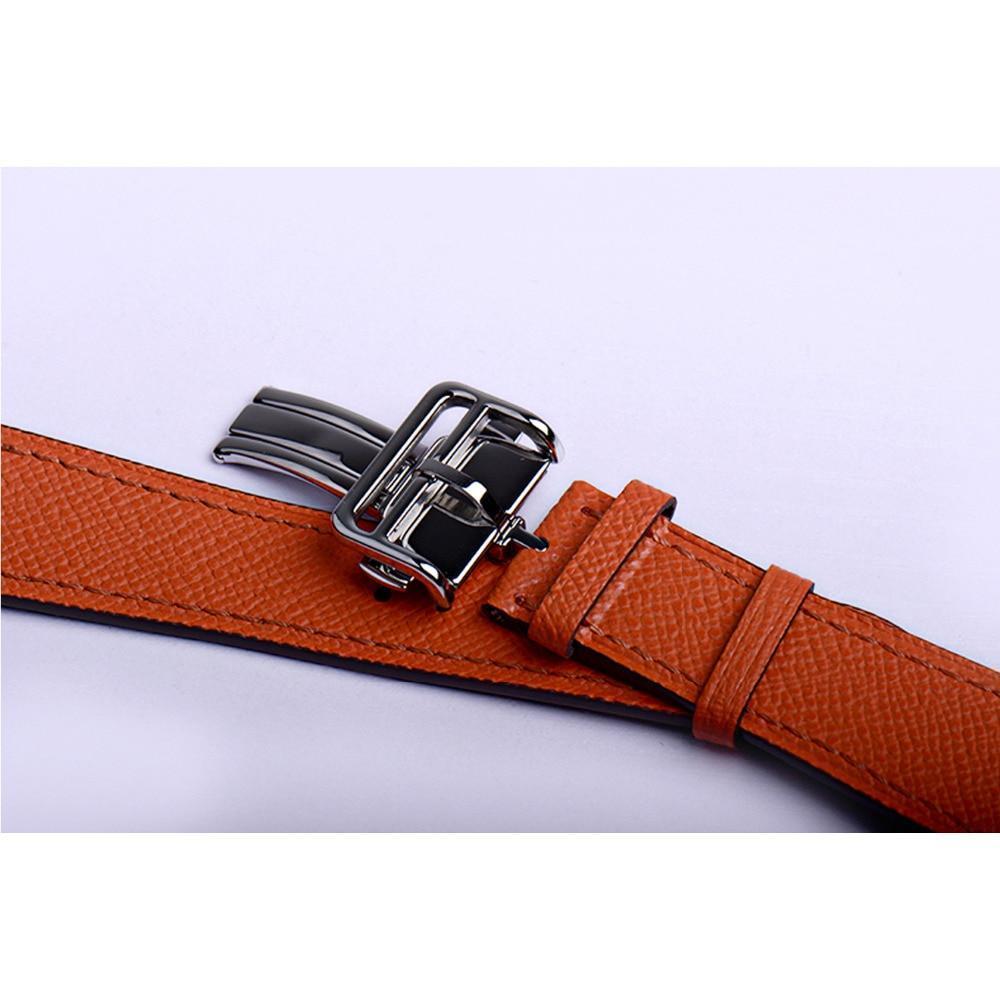Apple Apple Watch Series 5 4 3 2 Band, Leather strap Deployment Buckle watch Strap watchband Hermes 38mm, 40mm, 42mm, 44mm - US Fast Shipping