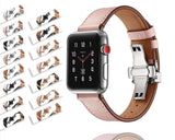 Apple Apple Watch Series 5 4 3 2 Band, Leather Strap Stainless Steel Butterfly Loop watchband bracelet 38mm, 40mm, 42mm, 44mm US Fast Shipping