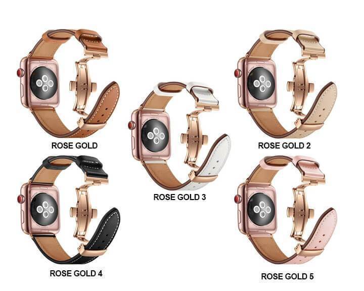 Apple Apple Watch Series 5 4 3 2 Band, Leather Strap Stainless Steel Butterfly Loop watchband bracelet 38mm, 40mm, 42mm, 44mm US Fast Shipping
