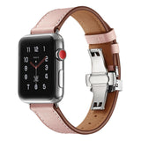 Apple Apple Watch Series 5 4 3 2 Band, Leather Strap Stainless Steel Butterfly Loop watchband bracelet 38mm, 40mm, 42mm, 44mm US Fast Shipping