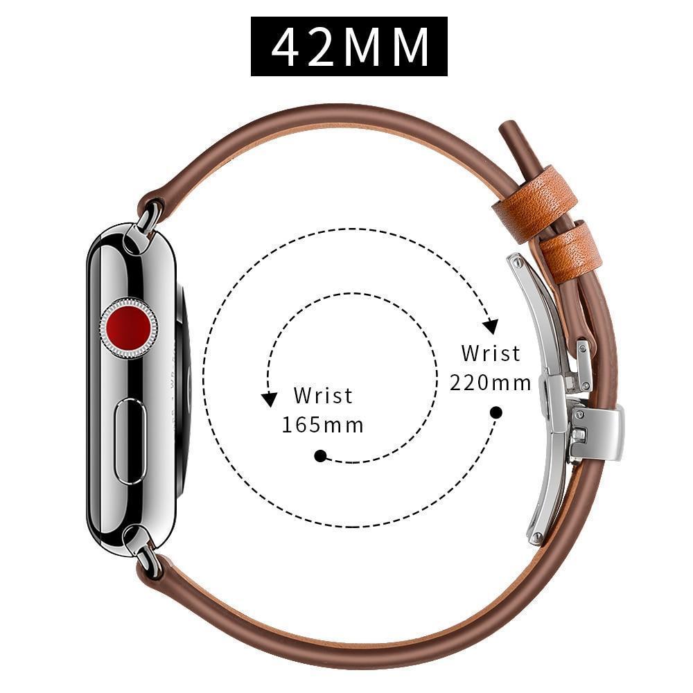 Apple Apple Watch Series 5 4 3 2 Band, Leather Strap Stainless Steel Butterfly Loop watchband bracelet 38mm, 40mm, 42mm, 44mm US Fast Shipping