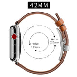 Apple Apple Watch Series 5 4 3 2 Band, Leather Strap Stainless Steel Butterfly Loop watchband bracelet 38mm, 40mm, 42mm, 44mm US Fast Shipping