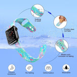 Apple Apple Watch Series 5 4 3 2 Band, Lily inspired Sport Band, Bohemian Leopard Flower Rainbow Double Side Print Silicone Strap 38mm, 40mm, 42mm, 44mm