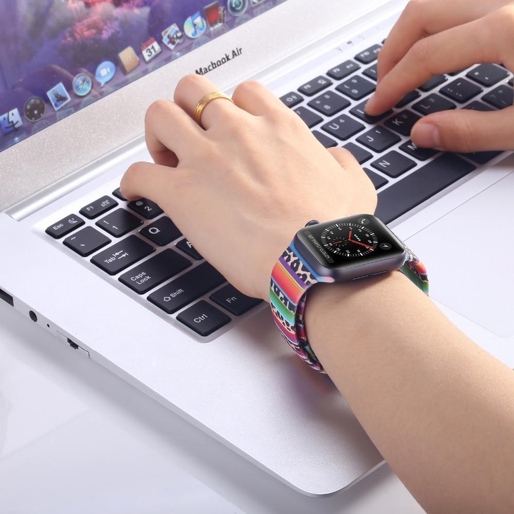 Apple Apple Watch Series 5 4 3 2 Band, Lily inspired Sport Band, Bohemian Leopard Flower Rainbow Double Side Print Silicone Strap 38mm, 40mm, 42mm, 44mm
