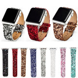 Apple Apple Watch Series 5 4 3 2 Band, Luxury Apple Watch Sparkle Glitter Bling Leather Band 38mm, 40mm, 42mm, 44mm - US Fast Shipping