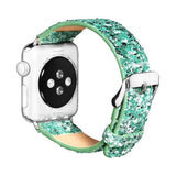 Apple Apple Watch Series 5 4 3 2 Band, Luxury Apple Watch Sparkle Glitter Bling Leather Band 38mm, 40mm, 42mm, 44mm - US Fast Shipping