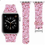 Apple Apple Watch Series 5 4 3 2 Band, Luxury Apple Watch Sparkle Glitter Bling Leather Band 38mm, 40mm, 42mm, 44mm - US Fast Shipping