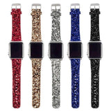 Apple Apple Watch Series 5 4 3 2 Band, Luxury Apple Watch Sparkle Glitter Bling Leather Band 38mm, 40mm, 42mm, 44mm - US Fast Shipping