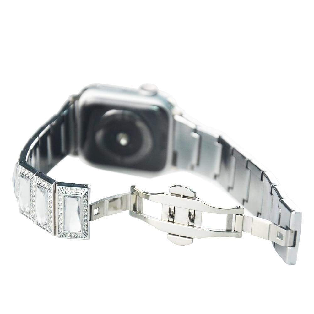 Apple Apple Watch Series 5 4 3 2 Band, Luxury Diamond Bling for Women Butterfly Buckle Metal Strap 38mm, 40mm, 42mm, 44mm