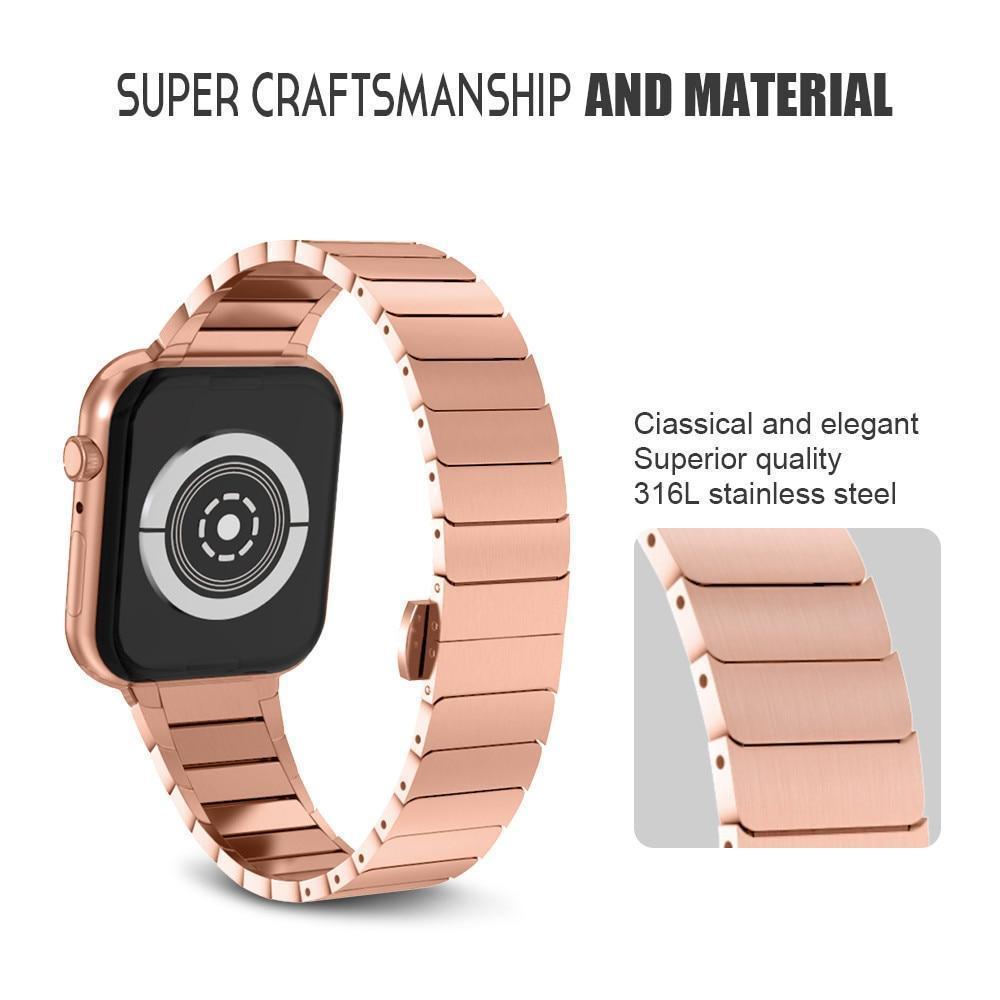 Apple Apple Watch Series 5 4 3 2 Band, Luxury Stainless Steel Link Bracelet Minimal band with adapters 38mm, 40mm, 42mm, 44mm - US Fast Shipping