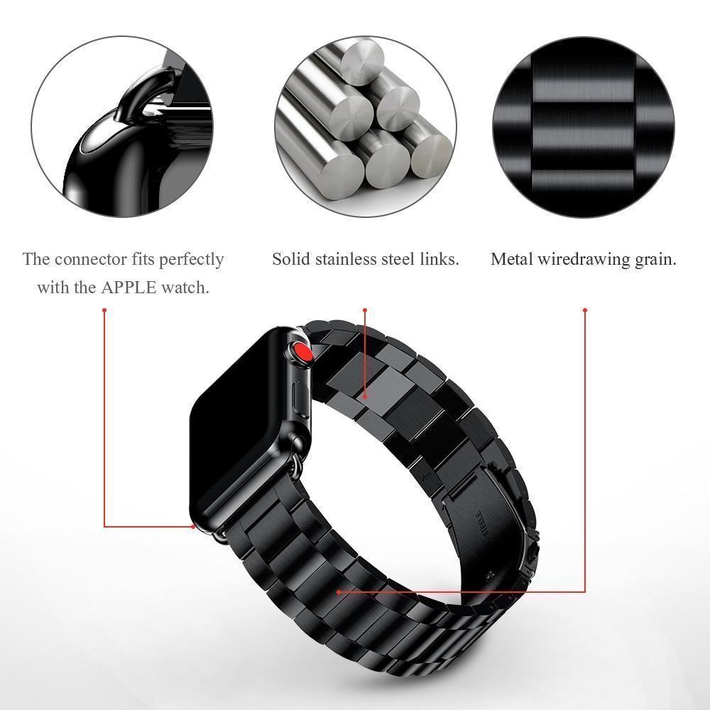Apple Apple Watch Series 5 4 3 2 Band, Matte Stainless Steel, Metal Links Bracelet Smart Watch Strap 38mm, 40mm, 42mm, 44mm