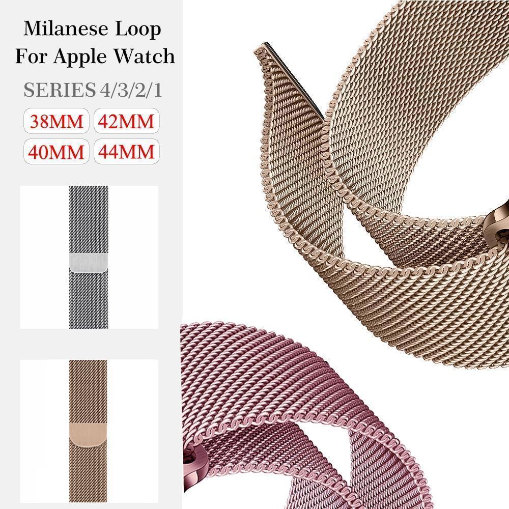 Apple Apple Watch Series 5 4 3 2 Band, Milanese Loop Sport Strap, Magnetic Stainless Steel Bracelet watchband 38mm, 40mm, 42mm, 44mm