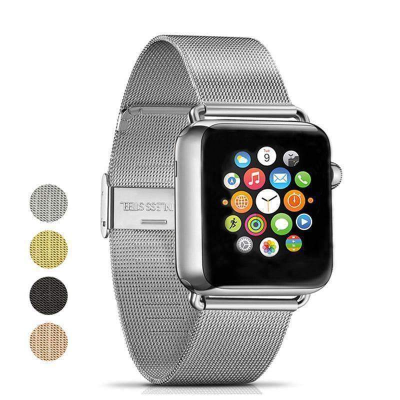 Apple Apple Watch Series 5 4 3 2 Band, Milanese mesh sport Loop Stainless Steel Watchband with Double Buckle 38mm, 40mm, 42mm, 44mm