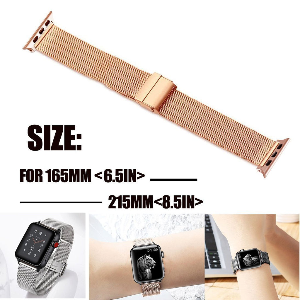 Apple Apple Watch Series 5 4 3 2 Band, Milanese mesh sport Loop Stainless Steel Watchband with Double Buckle 38mm, 40mm, 42mm, 44mm