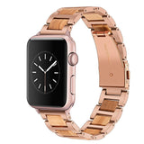 Apple Watch Band Natural Wood & Stainless Steel sport link Strap Bracelet Watchband
