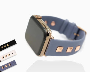 Apple Apple Watch Series 5 4 3 2 Band, Punk gold Studded Leather Rivets Design, fits iWatch, 38mm, 40mm, 42mm, 44mm
