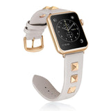 Apple Apple Watch Series 5 4 3 2 Band, Punk gold Studded Leather Rivets Design, fits iWatch, 38mm, 40mm, 42mm, 44mm