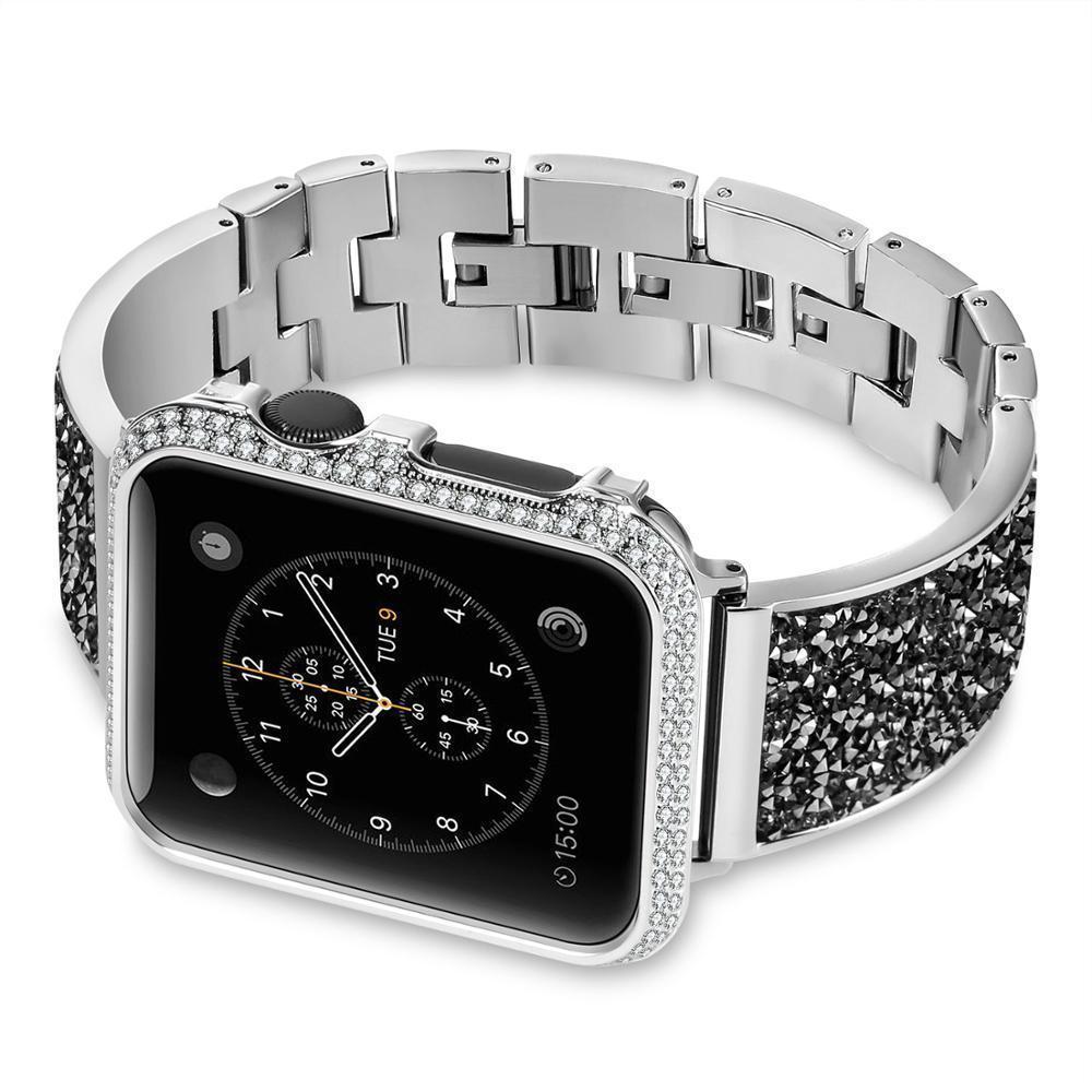 Apple Apple Watch Series 5 4 3 2 Band, Rose gold, Silver or Black Luxury Watchbands Stainless Steel Bracelet Srap 38mm, 40mm, 42mm, 44mm