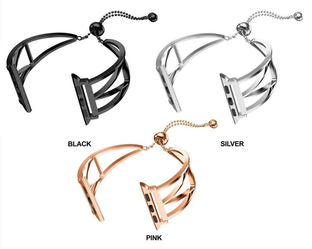 Apple Apple Watch Series 5 4 3 2 Band, Rose Gold Stainless Steel Bangle Cuff Bracelet Double bead buckle 38mm, 40mm, 42mm, 44mm