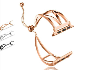Apple Apple Watch Series 5 4 3 2 Band, Rose Gold Stainless Steel Bangle Cuff Bracelet Double bead buckle 38mm, 40mm, 42mm, 44mm