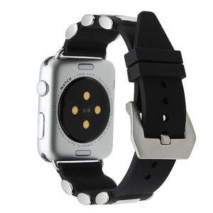 Apple Apple Watch Series 5 4 3 2 Band, Silicone Rubber Steel Tang Buckle Band Wrist Strap Sports Bracelet Black 38mm, 42mm